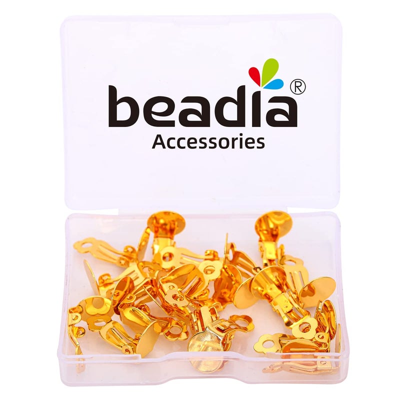 BEADIA 18K Gold Plated Earring Clips 10x17mm 20pcs with Beads for Jewelry Making Findings - Image 4