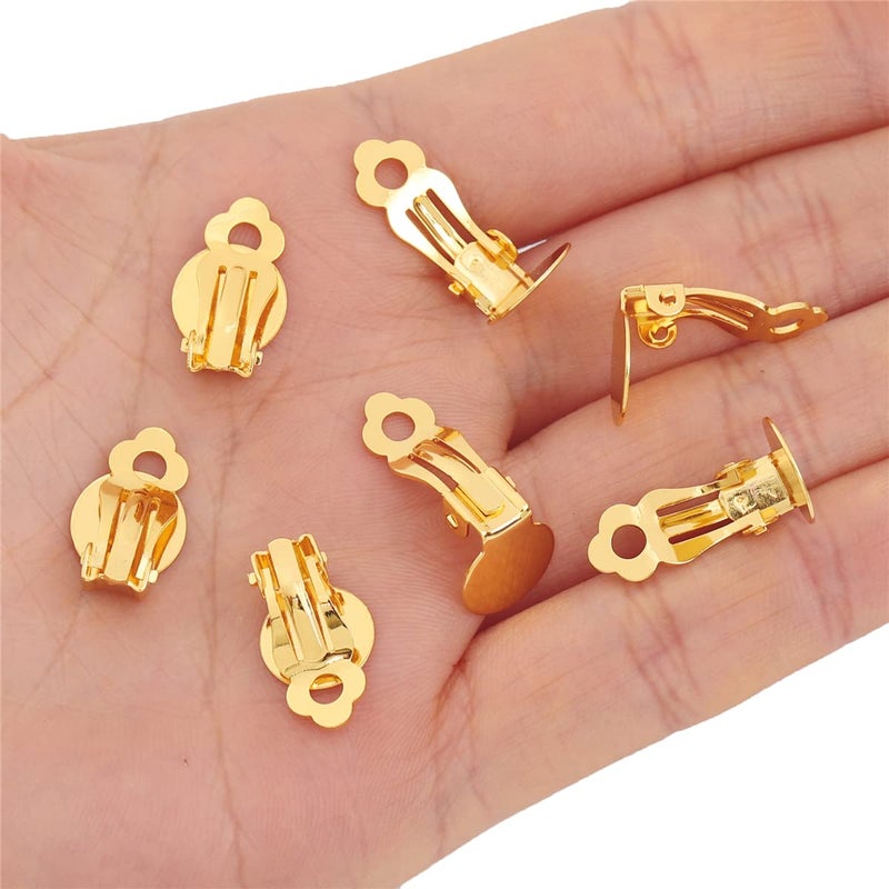 BEADIA 18K Gold Plated Earring Clips 10x17mm 20pcs with Beads for Jewelry Making Findings - Image 3