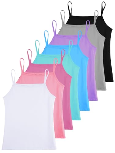 Geyoga 68 Pcs Girls Tank Top Sleeveless Racer Back Top Camisole Cami Undershirts78 YearsVivid Colors8 Pack - Image 1
