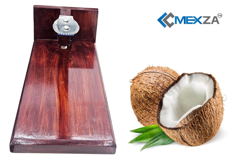 MEXZA™ Wooden Premium Table Top Coconut Scraper Chirava Grater Thengai Thuruvi Stainless Steel Neck - Image 5