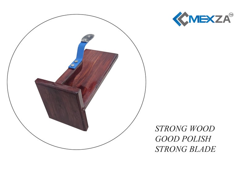 MEXZA™ Wooden Premium Table Top Coconut Scraper Chirava Grater Thengai Thuruvi Stainless Steel Neck - Image 3