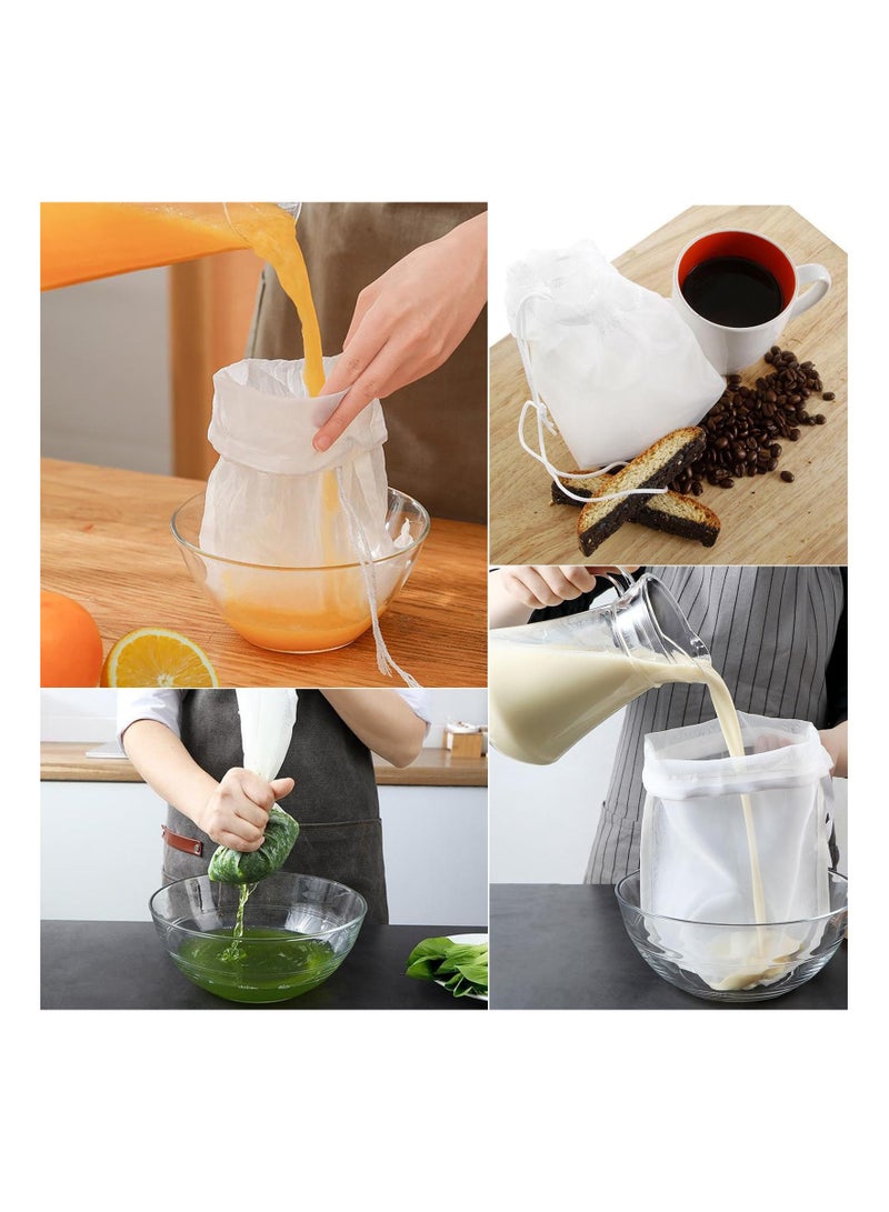 2 Pack Reusable 80 Mesh Fine Bag Nut Milk Nylon Strainer for Straining FruitJuice Apple Grape  Press NutMilk Yogrut Doufu Almond Coffee with Drawstring 30x30cm - Image 2