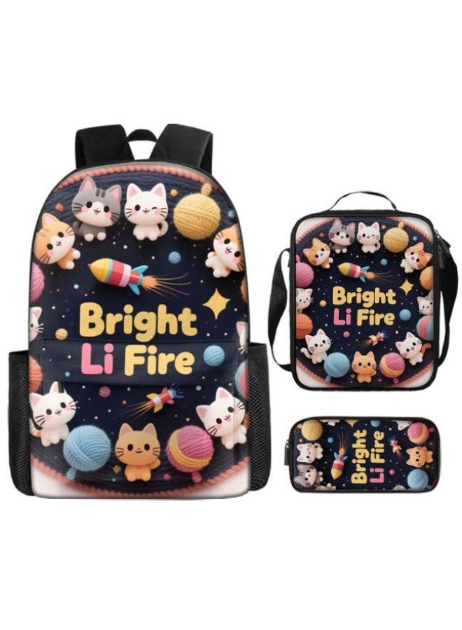Bright Li Fire Cartoon bag three-piece set, easy to deal with various occasions (available for students, children, friends on outings, mountain climbing, schooling, etc.) | Shoulders + handbags + stationery bags | Back to school season/festival gifts - 78 - Image 2