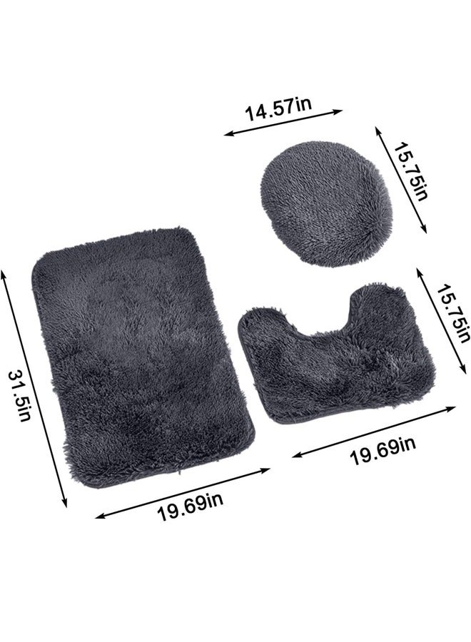 Bathroom Rug Sets, 3 Piece Non Slip Absorbent Ultra Soft Cozy Velvet Bathroom Mat Memory Foam Bath Mat, Easy Wash and Dry, Machine Washable, Bath Rugs for Tub Shower and Bath Room - Image 2