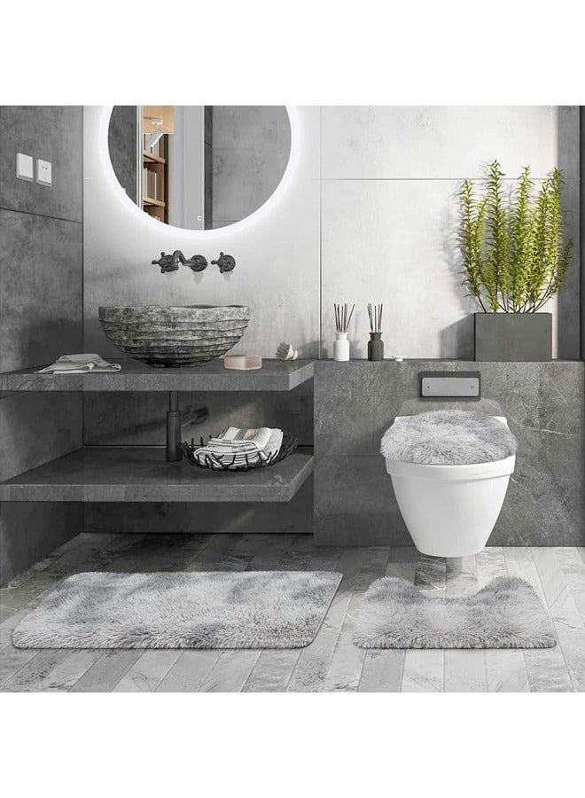 Bathroom Rug Sets, 3 Piece Non Slip Absorbent Ultra Soft Cozy Velvet Bathroom Mat Memory Foam Bath Mat, Easy Wash and Dry, Machine Washable, Bath Rugs for Tub Shower and Bath Room - Image 3