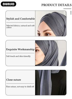 DUNISO Women's Hijab, Muslim Shawl Head Scarf,Premium Breathable Mercerized Cotton Hijab, Pure Color Half-body Cover Hijab,Girls and Women Ideal Soft Lightweight Headscarf  - Image 5