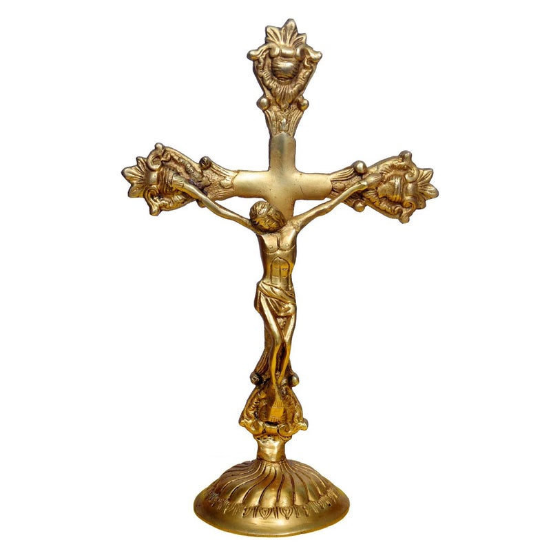 CRAFTHUT Brass Jesus Christ Crucifix Cross – 11Inch (850gm) Handcrafted Religious Statue for Home Altar, Church & Spiritual Décor - Image 4