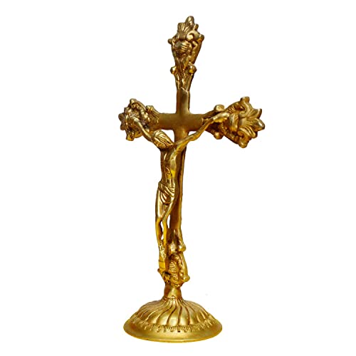 CRAFTHUT Brass Jesus Christ Crucifix Cross – 11Inch (850gm) Handcrafted Religious Statue for Home Altar, Church & Spiritual Décor - Image 3