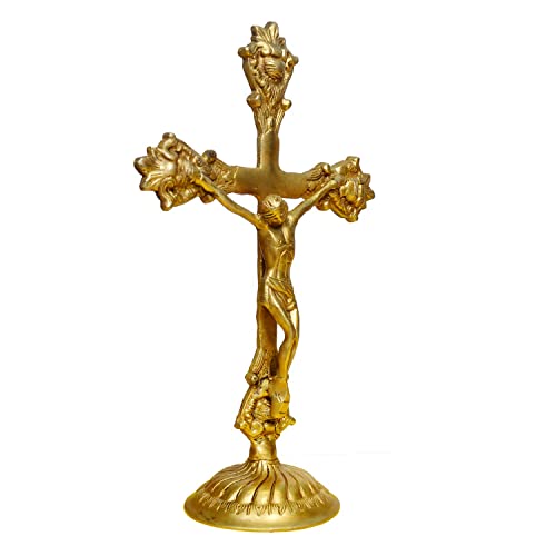CRAFTHUT Brass Jesus Christ Crucifix Cross – 11Inch (850gm) Handcrafted Religious Statue for Home Altar, Church & Spiritual Décor - Image 2