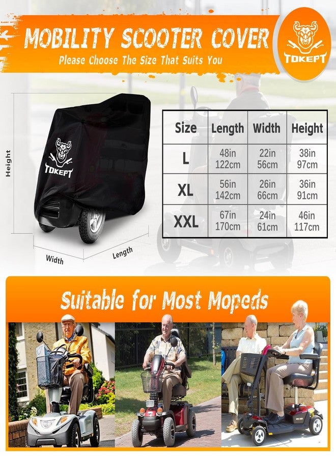 Tokept 420D Waterproof Scooter Cover Black Power Assisted Mobility Scooter Cover XL 56” - Image 2