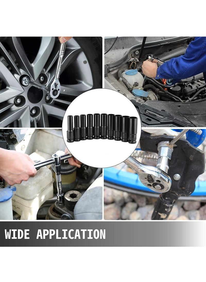 Pneumatic Tool Set 10 Pcs Impact Socket Set 10-24mm 1/2" For Automotive And Home Repair  - Image 5
