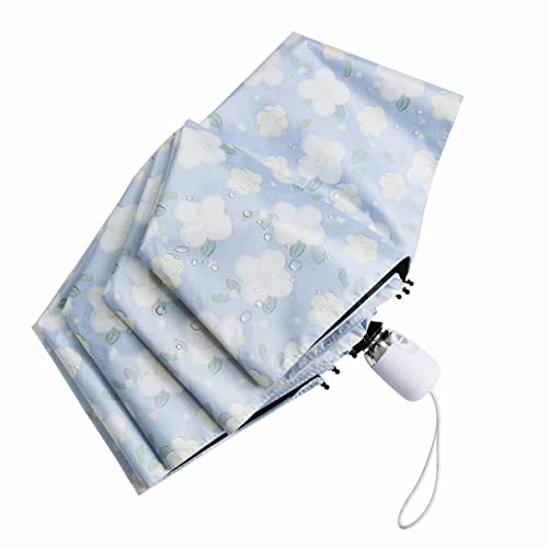 Cuby UV Sun Umbrella Compact Folding Travel Umbrella Auto Open and Close for Windproof, Rainproof & 99.9% UV Protection Parasol with Black Anti-UV Coating (Blue Jasmine) - Image 1