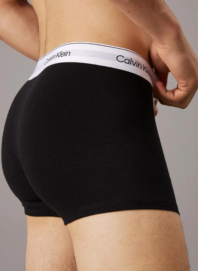 Calvin Klein GREY HEATHER, WHITE, BLACK 3 Pack Trunks - Icon Cotton Stretch for Men | Best Price UAE