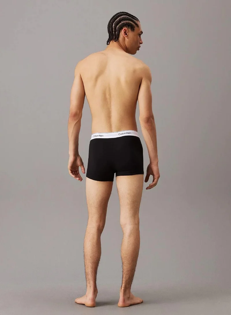 Calvin Klein GREY HEATHER, WHITE, BLACK 3 Pack Trunks - Icon Cotton Stretch for Men | Best Price UAE