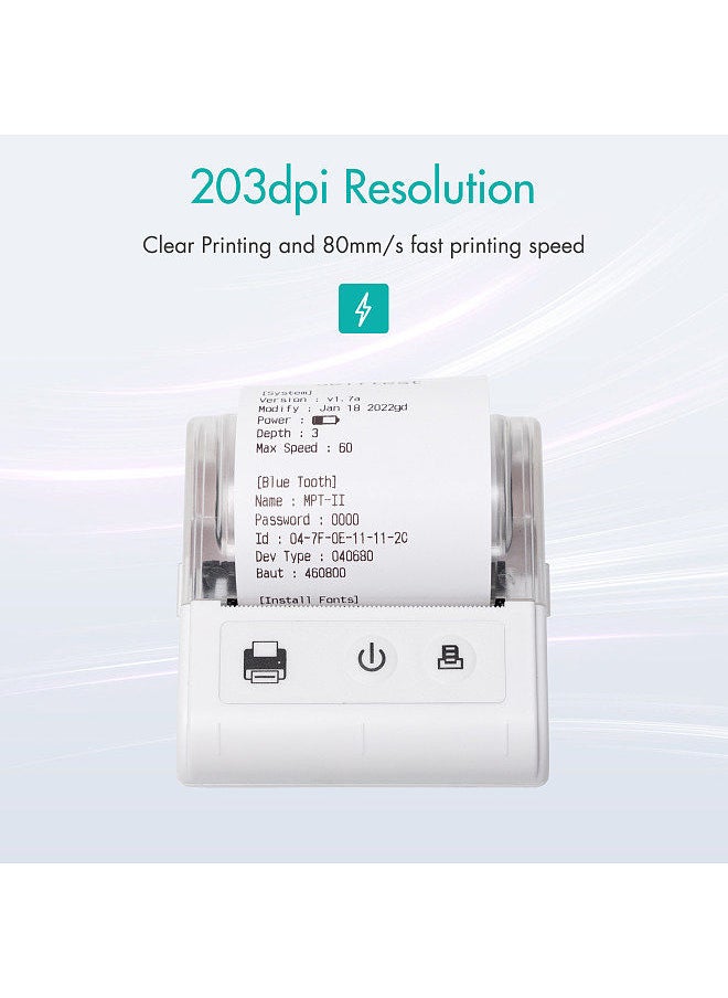 Portable Mini Thermal Receipt Printer USB & BT Connection 2 inches 57mm Wireless Printer High Speed with 1 Roll Paper Inside Compatible with iOS Android Windows for Restaurant Sales Retail Shop