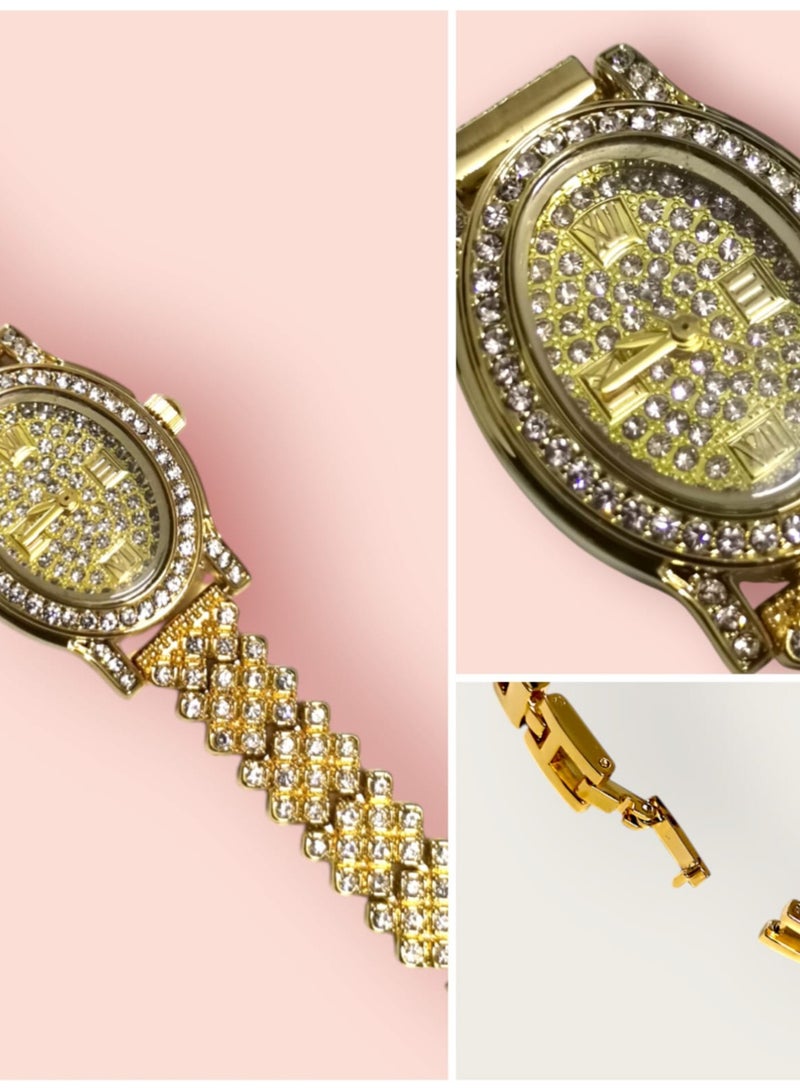 ريفولي طقم نسائي أنيق من الفولاذ المقاوم للصدأ يتكون من ساعة مقاومة للماء مع مجموعة من الأساور والخواتم والقلائد والأقراط - Image 3