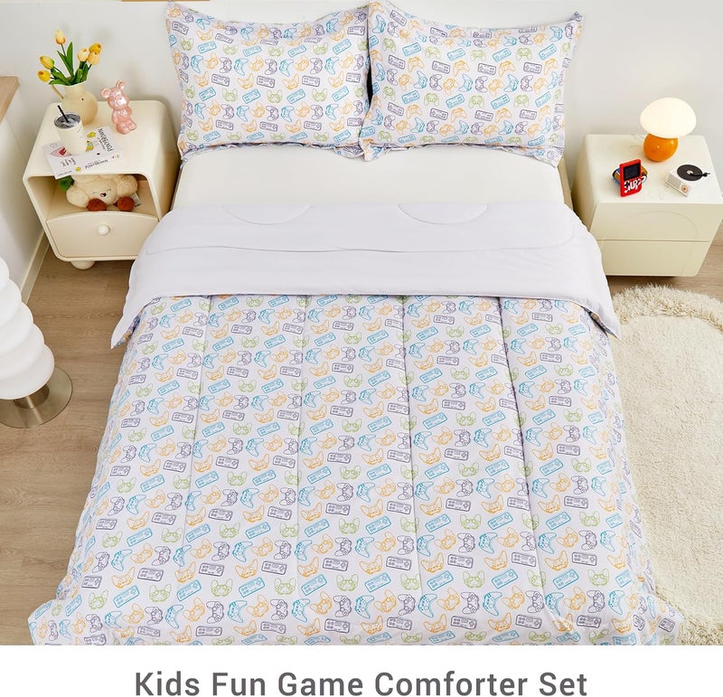 Viviland Kids Twin Bedding Sets for Boys, Soft Microfiber Twin Comforter Sets, Grey Game - Image 5