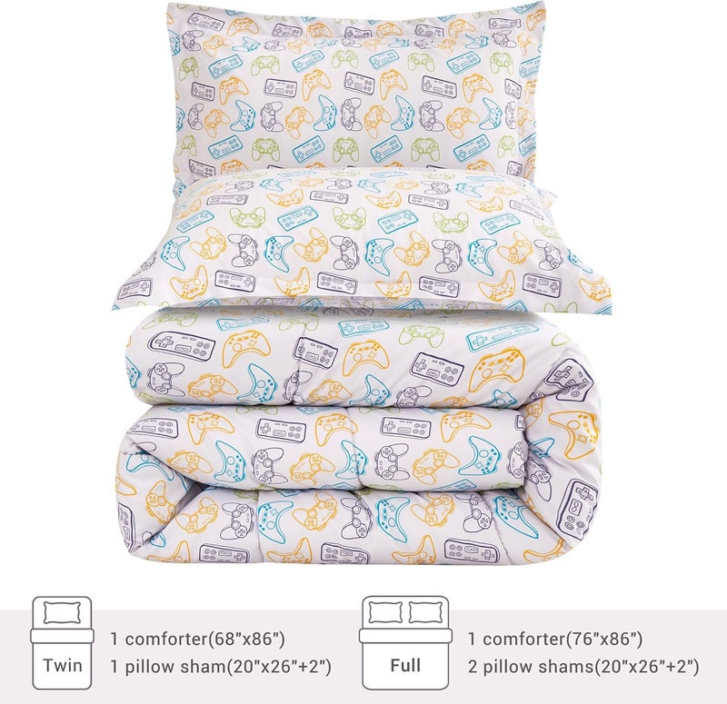 Viviland Kids Twin Bedding Sets for Boys, Soft Microfiber Twin Comforter Sets, Grey Game - Image 2