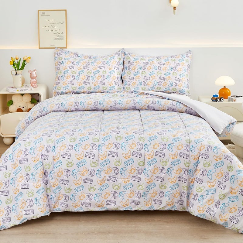 Viviland Kids Twin Bedding Sets for Boys, Soft Microfiber Twin Comforter Sets, Grey Game - Image 4