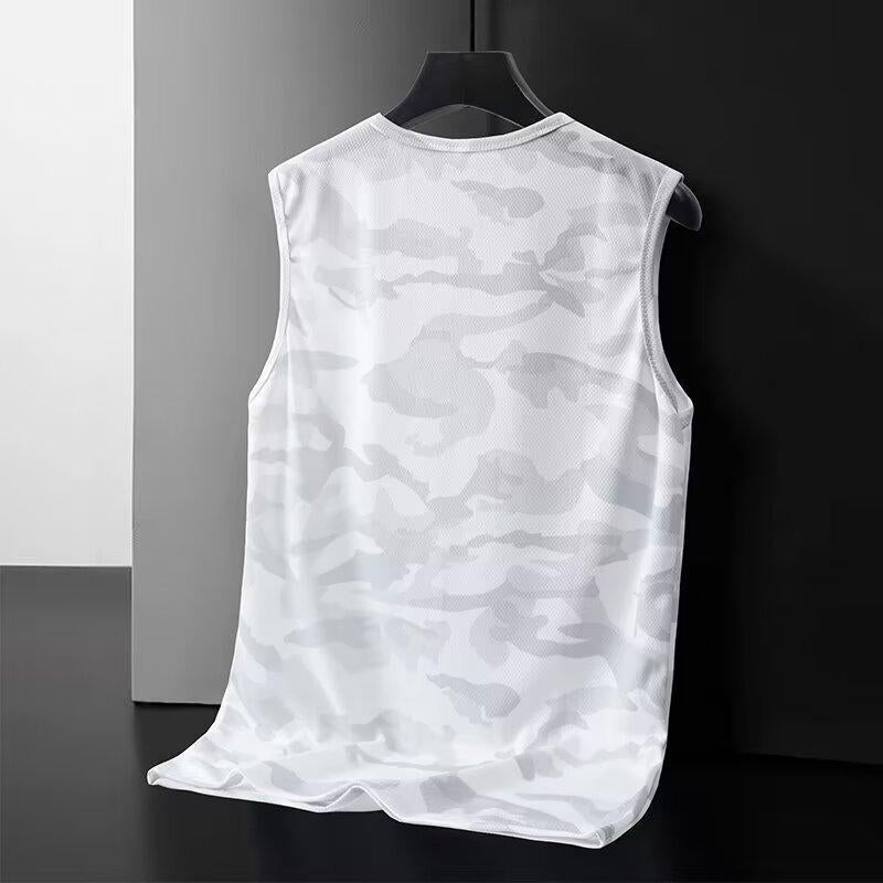 Men'S Ice Silk Vest Summer Sports Fitness Base Shirt Wide Shoulder Training Camouflage Sleeveless T-Shirt Waistcoat Quick-Drying Men'S Fashion - Image 4