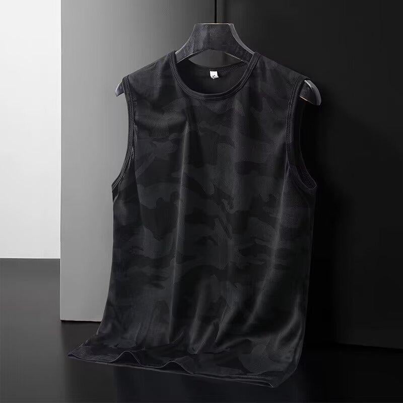 Men'S Ice Silk Vest Summer Sports Fitness Base Shirt Wide Shoulder Training Camouflage Sleeveless T-Shirt Waistcoat Quick-Drying Men'S Fashion - Image 5