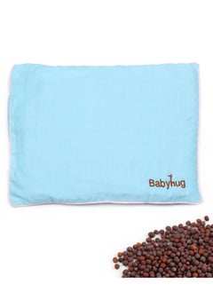 babyhug Babyhug Mustard Seed Rectangular Pillow for Babies 0-24 Months, Cotton Cover, Sky Blue, Head Support Pillow 30x25 cm  - Image 1