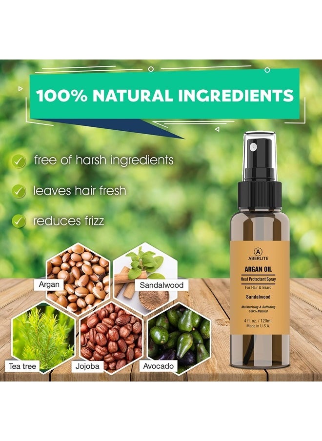Aberlite - Heat Shield Heat Protectant Spray, 4oz - Argan Oil Scent, Moisturizes, Softens and Protects Hair from Heat Damage, Made with 100% Natural Ingredients, Ideal for Men and Women - Image 1