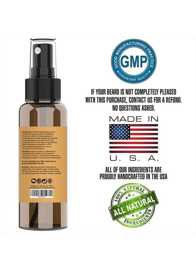 Aberlite - Heat Shield Heat Protectant Spray, 4oz - Argan Oil Scent, Moisturizes, Softens and Protects Hair from Heat Damage, Made with 100% Natural Ingredients, Ideal for Men and Women - Image 1