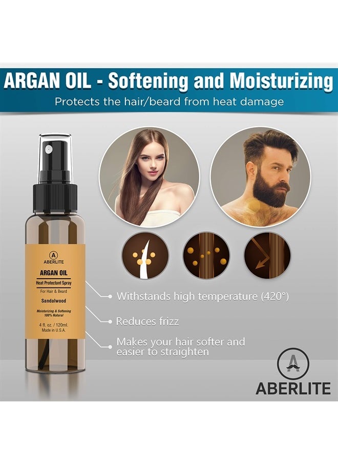 Aberlite - Heat Shield Heat Protectant Spray, 4oz - Argan Oil Scent, Moisturizes, Softens and Protects Hair from Heat Damage, Made with 100% Natural Ingredients, Ideal for Men and Women - Image 1