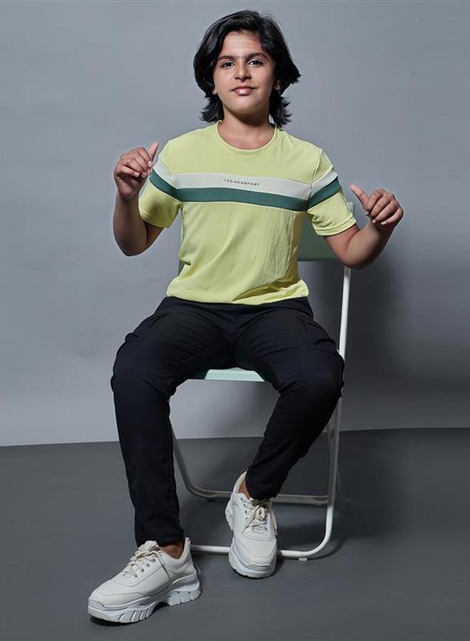 تكنوسبورت تيشيرت تكنوسبورت للأولاد بياقة دائرية وألواح متباينة - Image 1