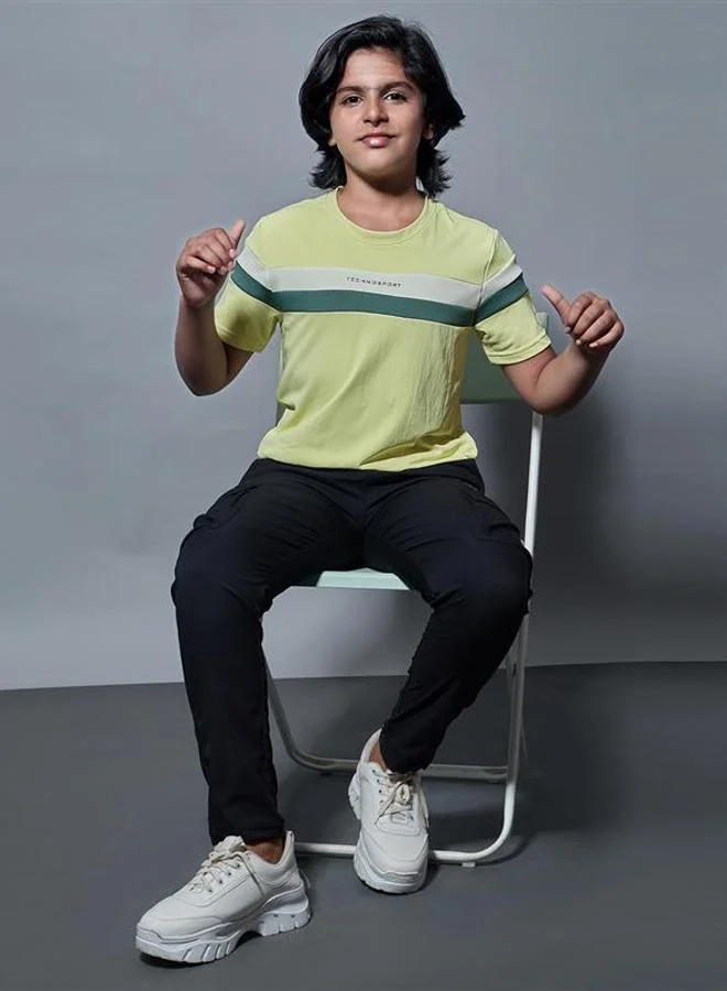 Technosport Technosport Boys Contrast Panel Crew Neck T-Shirt