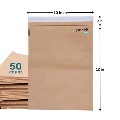 Pack8 Neo Paper Courier Bags Flap with Self-Adhesive Tape (10" x 12") | Paper Pouch Bags for Packing & Shipping | Pack of 50 - Image 2