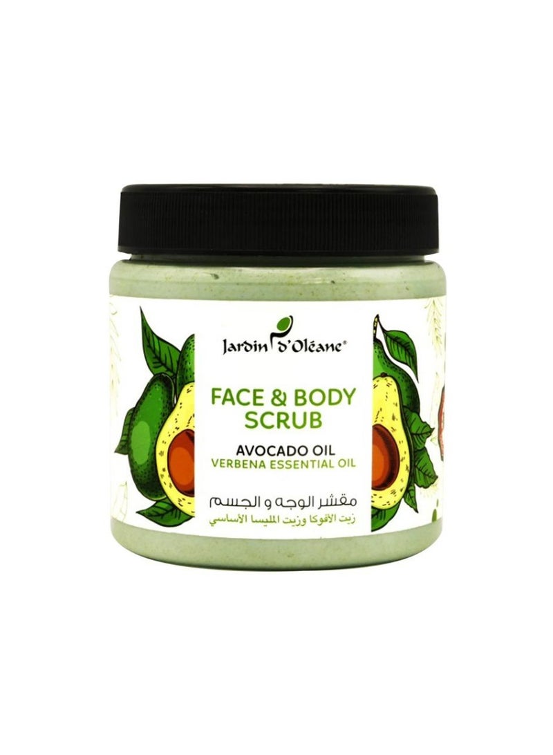 جاردن دي أوليان مقشر الوجه والجسم بزيت الأفوكادو وزيت المليسا الاساسي500 جم