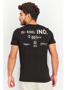 DIESEL Men Crew Neck Short Sleeve Graphic Print T-Shirt, Black  - Image 2