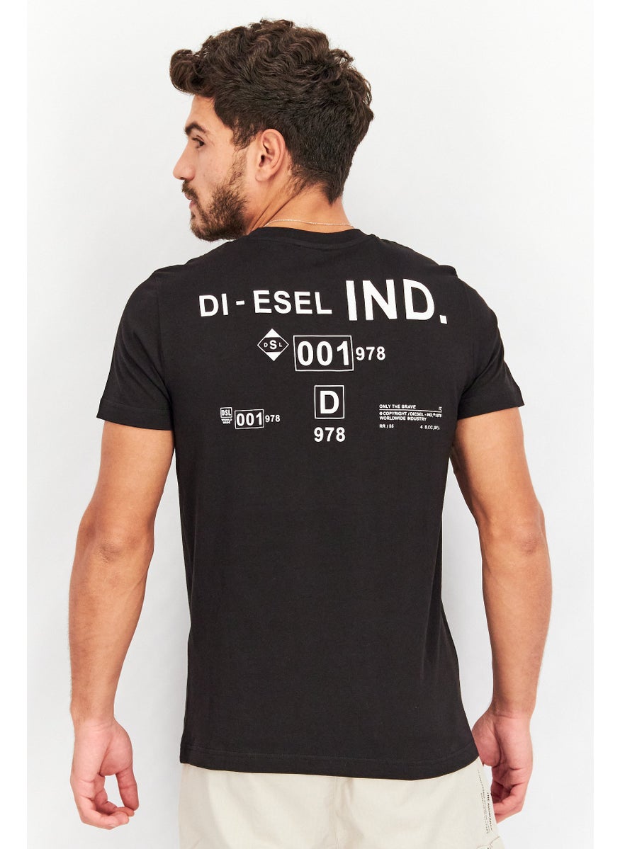 DIESEL Men Crew Neck Short Sleeve Graphic Print T-Shirt, Black  - Image 2