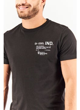 DIESEL Men Crew Neck Short Sleeve Graphic Print T-Shirt, Black  - Image 4