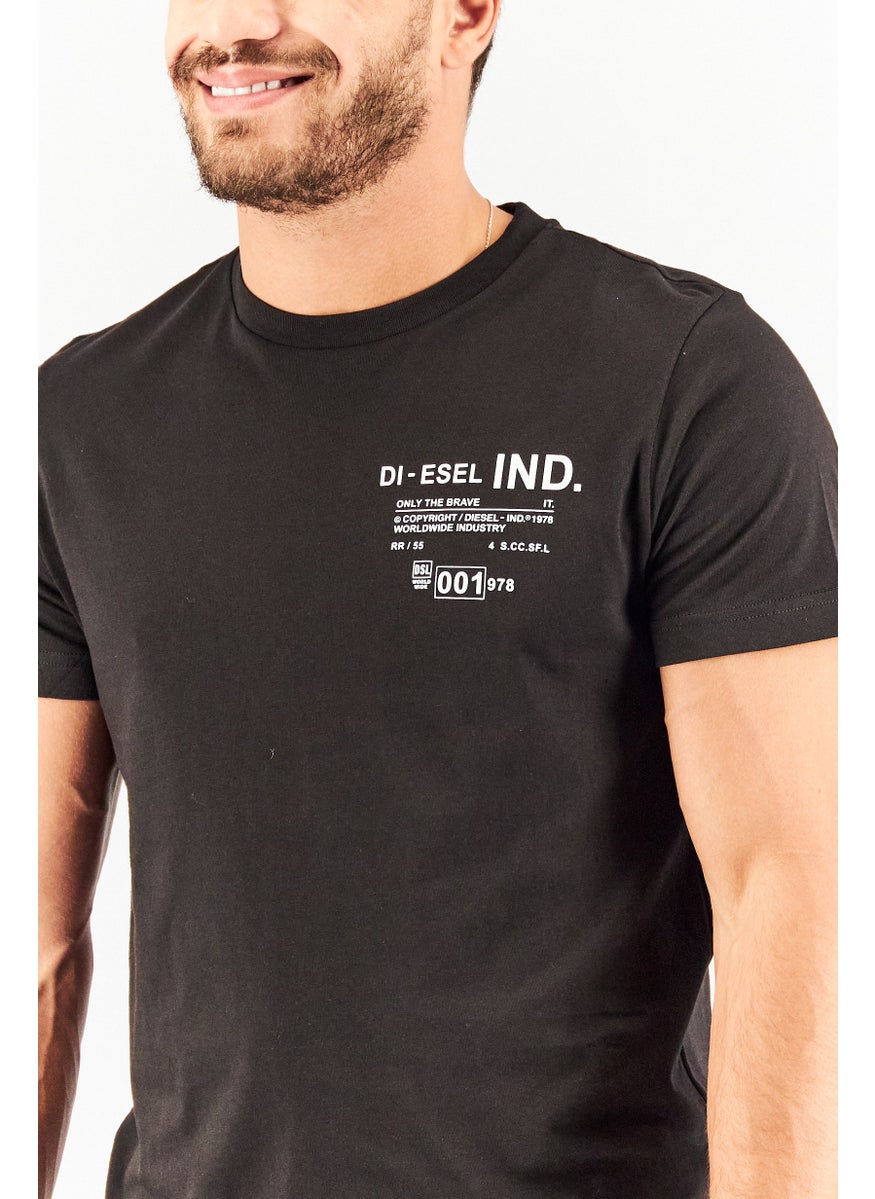 DIESEL Men Crew Neck Short Sleeve Graphic Print T-Shirt, Black  - Image 4