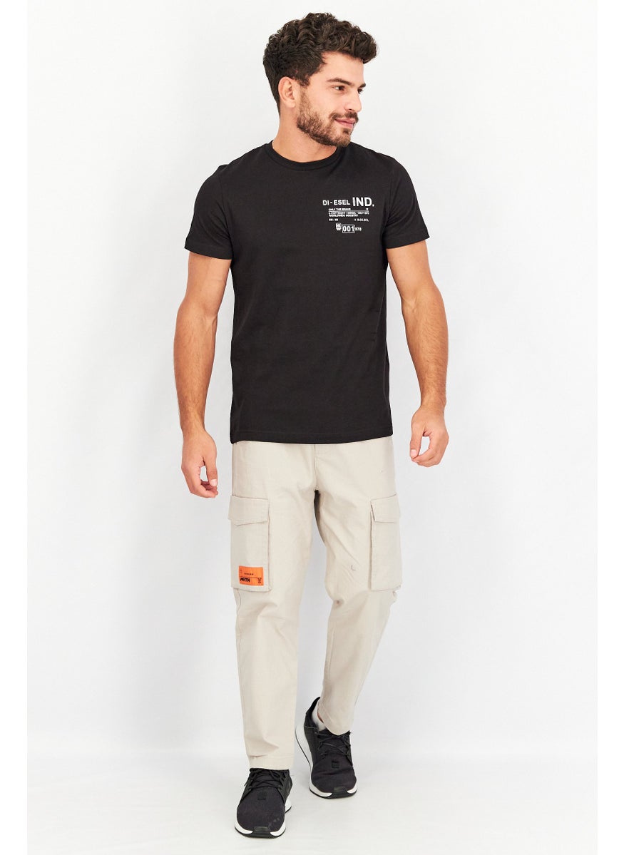DIESEL Men Crew Neck Short Sleeve Graphic Print T-Shirt, Black  - Image 3