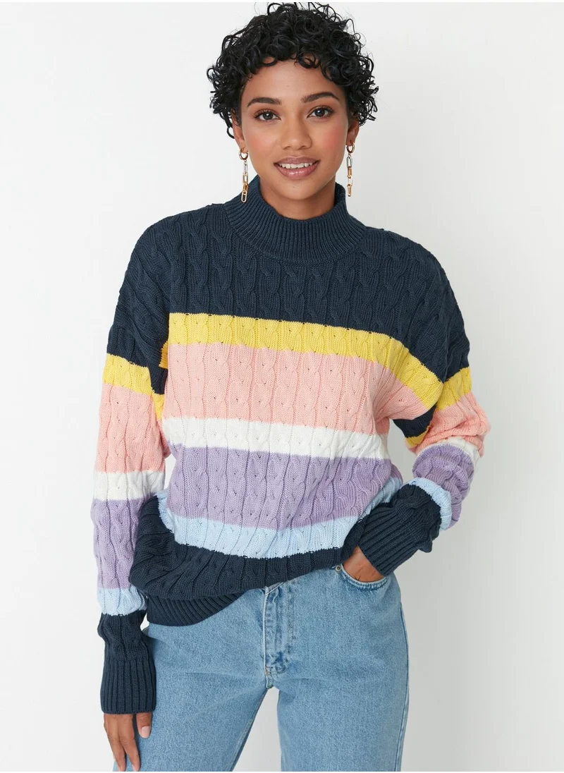 trendyol Colorblock High Neck Sweater