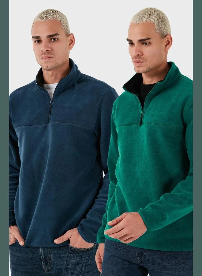 Buratti Regular Fit Anti-Pilling Non-Pilling Standing Collar Raised 2-Pack Polar Men's POLAR 5896700S2