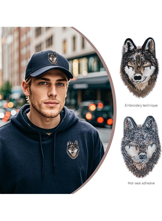 Wolf Embroidered Iron on Patches 3 PCS, Wolf Head Patch Embroidered Patches for Hat Clothes Bags Jeans Iron On/Sew On  - Image 3