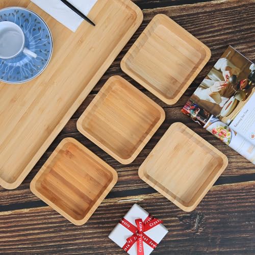 ZTHapwa Bamboo Wooden Bowls Set, 4-inch Square Snack Bowls for Appetizers, Dips, Nuts Desserts and More, Small Reusable Wooden Serving Bowl for Dinner Party and Entertaining, Eco Friendly (4 Pcs) - Image 4