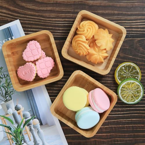 ZTHapwa Bamboo Wooden Bowls Set, 4-inch Square Snack Bowls for Appetizers, Dips, Nuts Desserts and More, Small Reusable Wooden Serving Bowl for Dinner Party and Entertaining, Eco Friendly (4 Pcs) - Image 5