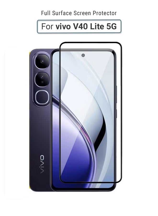 يويو تيك واقي شاشة زجاجي مقوى لهاتف Vivo V40 Lite 5G، حواف منحنية ثلاثية الأبعاد، صلابة 9H، وضوح عالي، مقاوم للخدوش، خالٍ من الفقاعات، مقاوم لبصمات الأصابع، سهل التركيب - Image 1