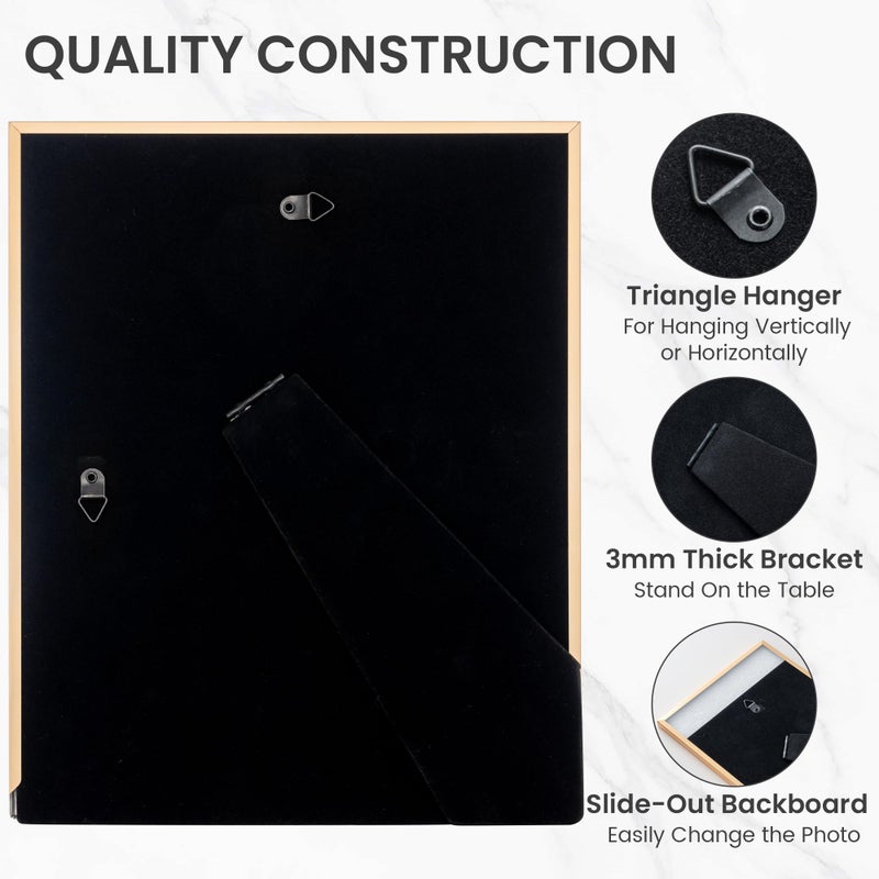 Venusmiles 8x10 Enamel Picture Frame, Gold Metal Edge with Easel, Real Glass Photo Frame for Wall and Tabletop Display Family Office Photo Gallery, Green Enamel/1pc - Image 4