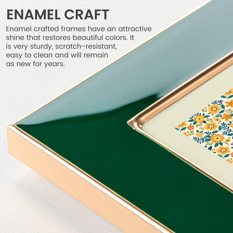 Venusmiles 8x10 Enamel Picture Frame, Gold Metal Edge with Easel, Real Glass Photo Frame for Wall and Tabletop Display Family Office Photo Gallery, Green Enamel/1pc - Image 2