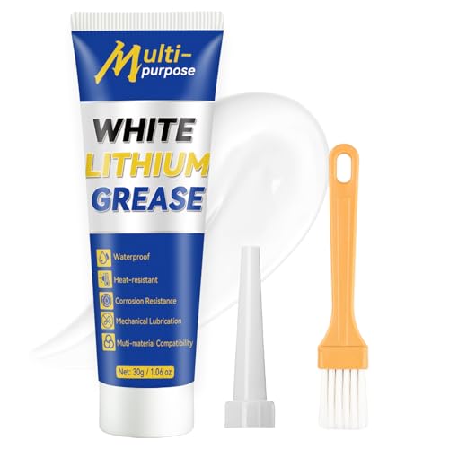 Bellisinno White Lithium Grease MultiPurpose Lubricant Lithium Grease Tube with Brush Garage Door Lubricant for Hinges Bearings GearsTrack Rail Ideal for Marine Automotive Industrial - Image 1
