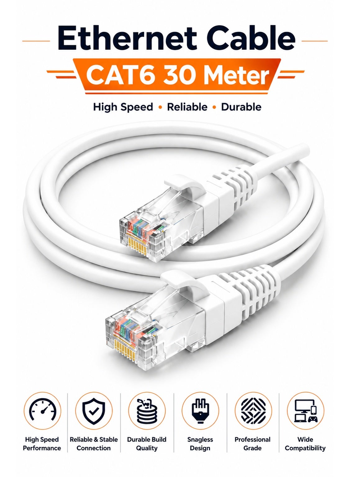 fujishka Fujishka CAT6 Ethernet Lan Cable 30 Meter Z4A6CD2AC7D2527ACDBF0Z