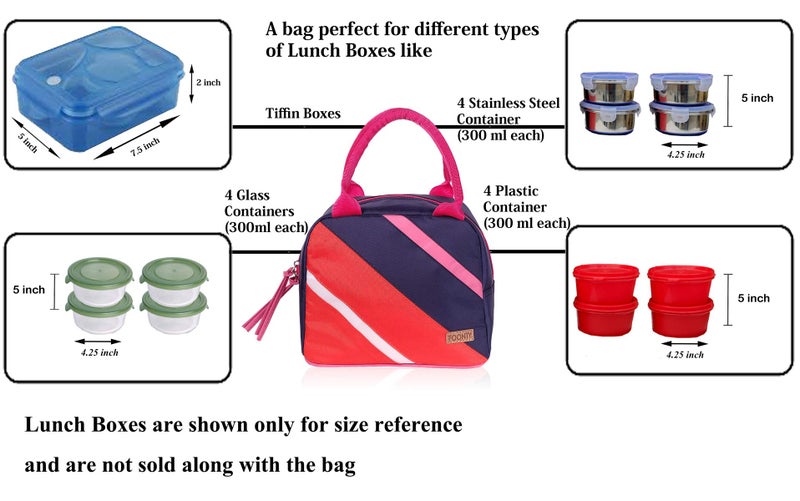 Foonty Exclusive Women's Fabric Coated with PU Lunch Bag (Multicolour, FFFLB9011C) - Image 4