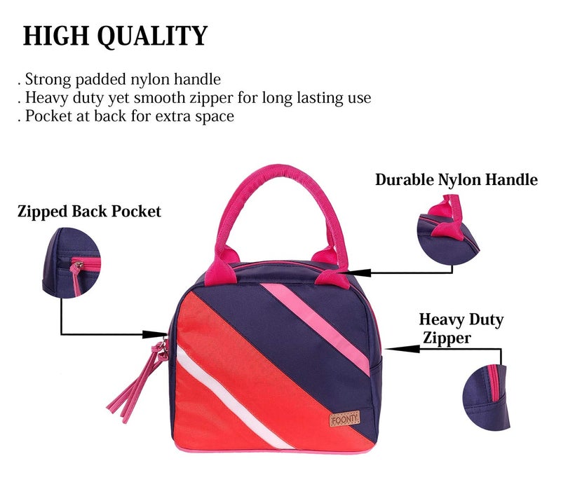Foonty Exclusive Women's Fabric Coated with PU Lunch Bag (Multicolour, FFFLB9011C) - Image 5